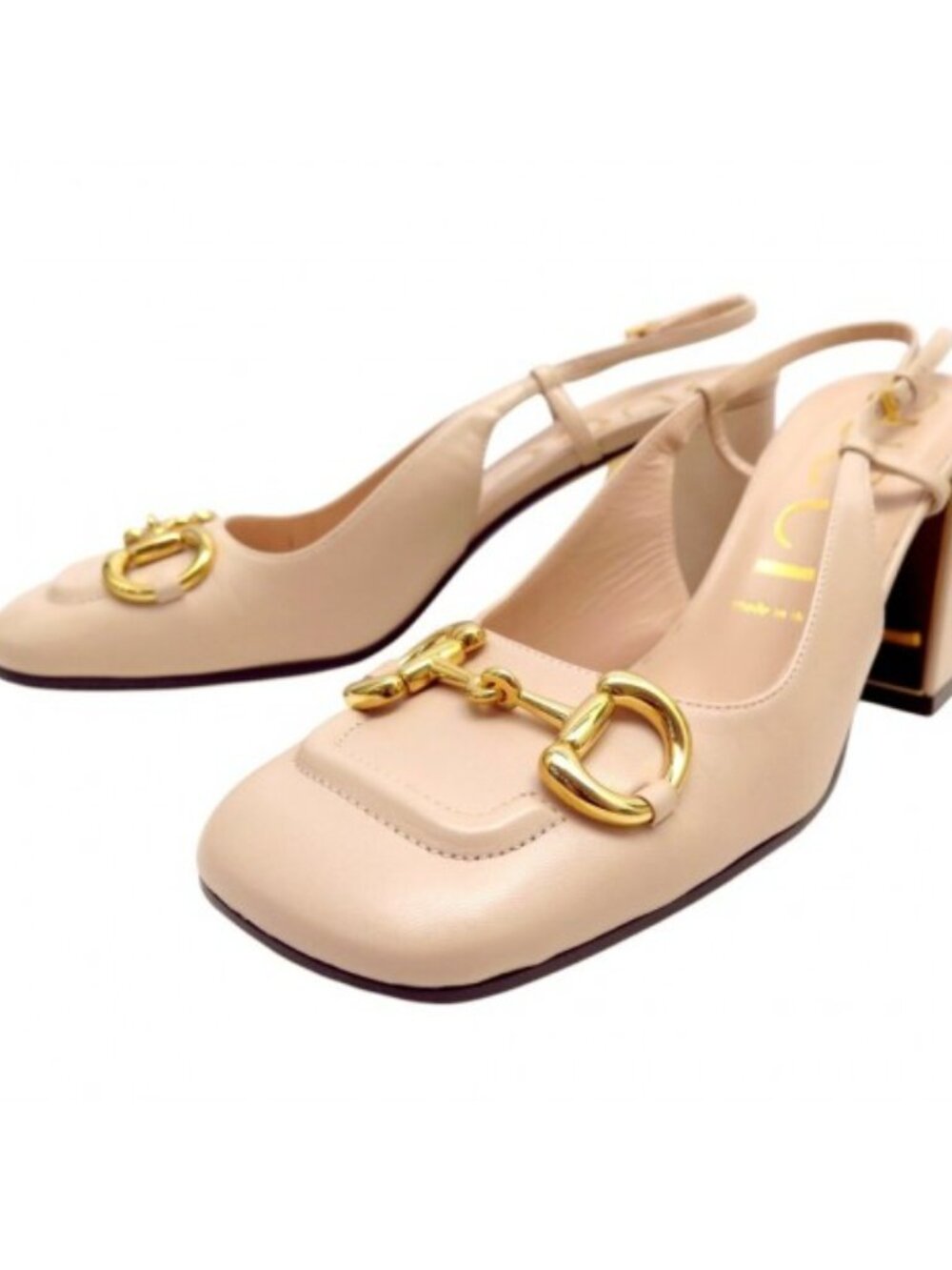 GUCCI SLINGBACK MORS IN TAN/HORSEBITE